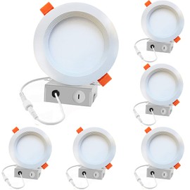 DYSMIO 3 Inch LED Recessed Downlight with Junction Box, 7W-50W Equivalent, 90CRI, 3000K Soft White Light, 400 Lumens, Dimmable Ceiling Light-IC Rated, UL and Energy Star Certified. - Pack of 6