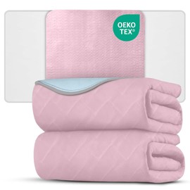 2 x Washable Incontinence Bed Pads Pink | 85 x 90 cm | Incontinence Bed Sheets | Suitable for Single Bed | Absorbent Pads | Reusable | (With Tucks/Flaps, 1 Pack of 2)