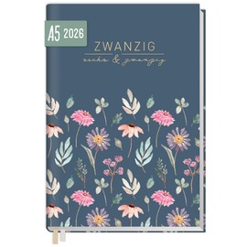 Häfft® Chäff-Timer Classic Calendar 2026 A5 "Flying Flowers" Book Calendar, Appointment Calendar, Weekly Planner for 12 Months: Jan 2026 to Dec. 2026 - Sustainable and Climate Friendly