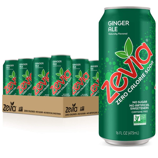 Zevia Zero Calorie Soda, Ginger Ale, 12 Count, Pack Of 12
