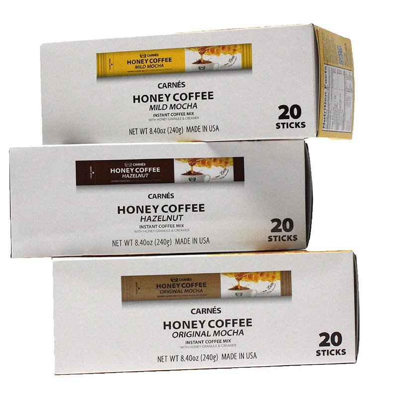 Carnes Premium Instant Coffee Mix with Honey Powder (Variety, 20