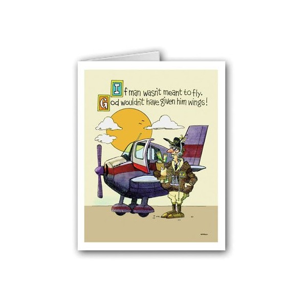 Funny Pilot Airplane Note Card - 10 Boxed Cards & Envelopes - Airplane Pilot Cards