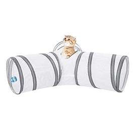 Cat Tunnel, Cat Tunnel, Cat Toy, Cat Sleeping Bag, 3-Way Foldable, Convenient Storage, Suitable for Cats, Small Dogs, Rabbits, etc. (White)