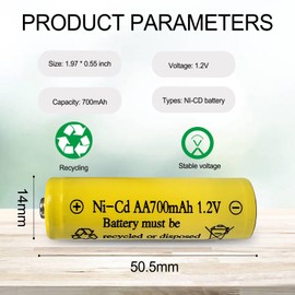 Zsolarigt 700mah aa nicd 1.2v Rechargeable Batteries 10 Pack,Double A Battery for Outside Solar Garden Lamp Lights, Led String, Yard Light Rope, String Lamps, Pre-Charged