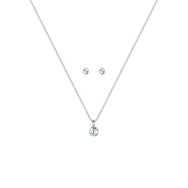 Elli Women's Elegant Solitaire Pendant Set Stud Earrings with Crystals in 925 Sterling Silver, Metal, Crystal