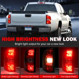 SHINEHOME Tail Lights Assembly for Chevy Silverado 1500 2500 3500 2500HD 3500HD 2007 2008 2009 2010 2011 2012 2013 2014 Rear Brake Turn Signal Left Driver Right Passenger Taillights, 2 Packs