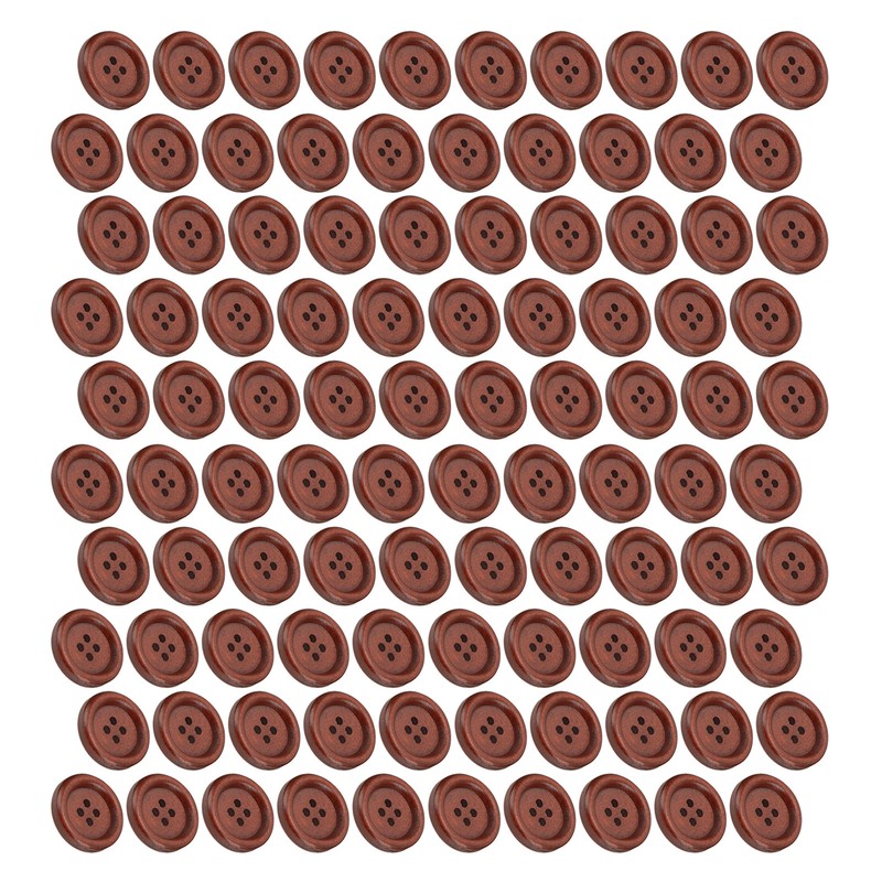 100Pcs Wooden Button 20mm 4 Holes Delicate Cute Waterproof Clothing