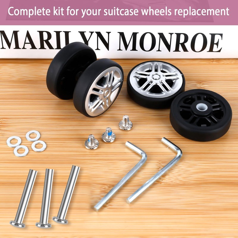 4 PCS 50x11mm Luggage Wheels Replacement, Silent Suitcase Wheel Double