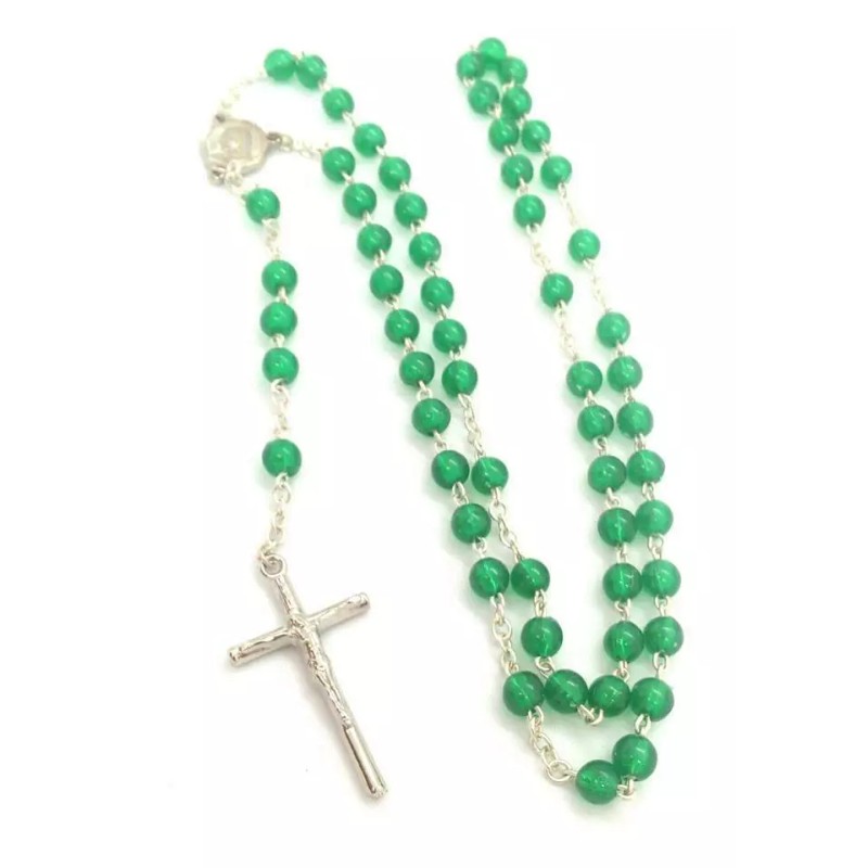 Green Italian Rosary Beads - Made in Italy - Stamped