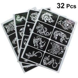 Pack of 32 Stencils Tattoo Stencils Glitter Tattoo Stencils Temporary Tattoos Adult Airbrush Stencils