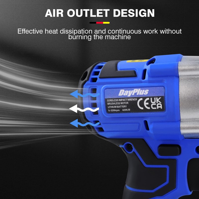 Qimu Cordless Impact Wrench,1/2 Impact Gun,3-IN-1 Brushless Power Electric Wrench/Max