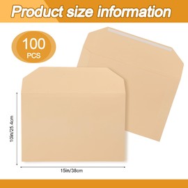Engrowtic 100 Pack Legal Size File Envelope 10" x 15" Document Folder Heavyweight Manila 143 lb Ungummed Flap File Jackets for Attorney Employee Mailing Office Business, Beige