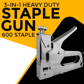 ZYBUX - 3-in-1 Heavy Duty Staple Gun & 600 Staple Selection Pack - Professional Set with Multiple Usage as Staple Gun for Craft, DIY, Teachers, Upholstery Work, Staple Gun for Wood