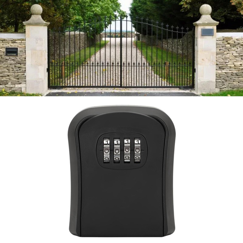 LiebeWH Outdoor Lock Box for House Keys, 4-Digit Combination, Black,