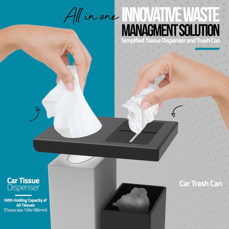 Superior Essentials Car Tissue Holder with Car Garbage Can -