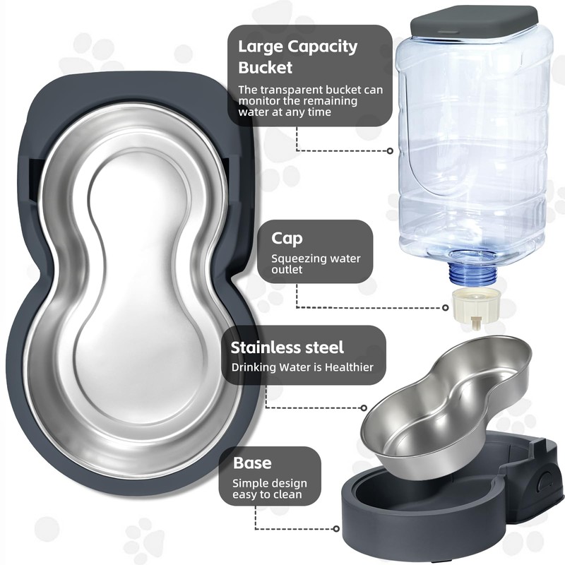 Automatic Cat Feeder and Water Dispenser with Stainless Steel Bowl
