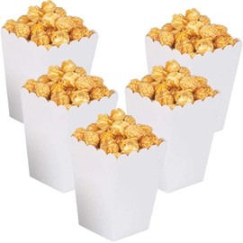 Teogneot Popcorn Boxes Popcorn Bag Cardboard Candy Container for Birthdays, Film Night, Carnival, Cinema, Party, White