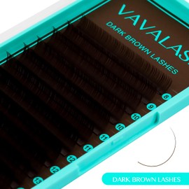 VAVALASH Colored Lash Extensions Dark Brown Eyelash Extensions 0.03 0.05 0.07 0.1 0.15 Volume Lash Extension 8-15mm Mixed Lashes C D Curl Premium color Lashes Extension(Dark Brown-0.1-D-8-15mm)