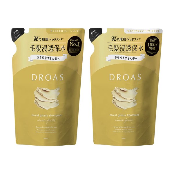 DROAS Droas Refill Set, Renewal, Moist Glossy, Shampoo and Treatment,