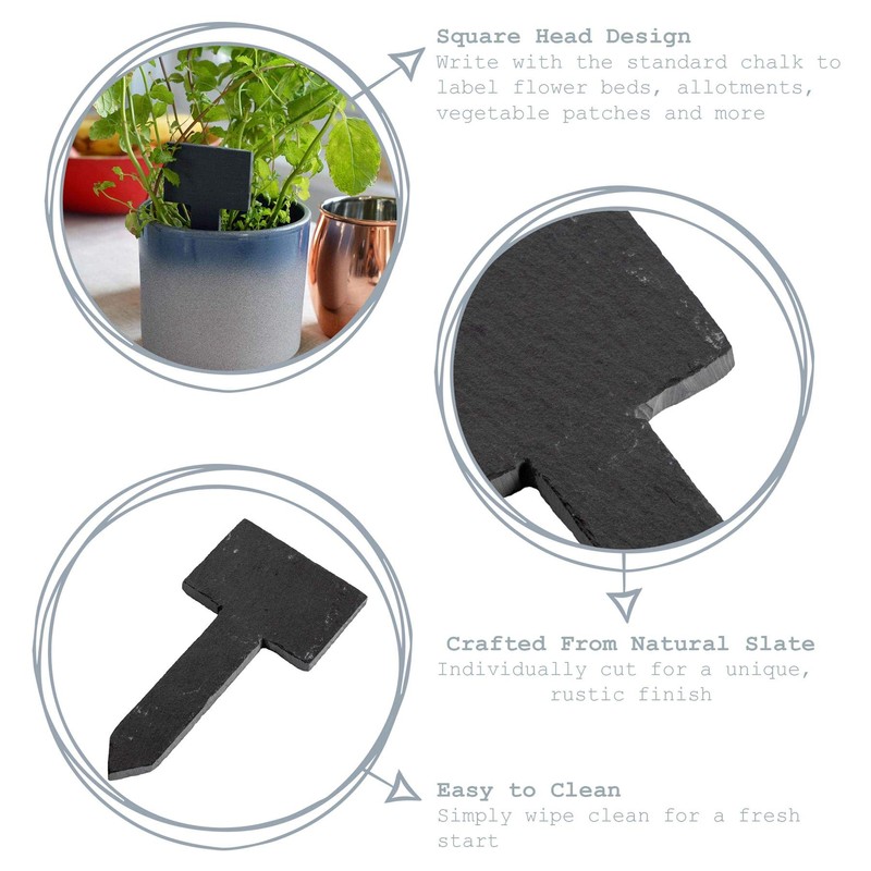 Nicola Spring Natural Slate Flower/Plant/Herb Square Top Label Pegs With