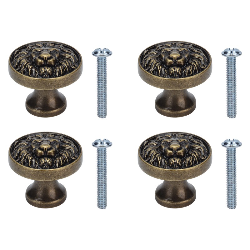 4Set Lion Head Zinc Alloy Cabinet Door Handle Modern Antique
