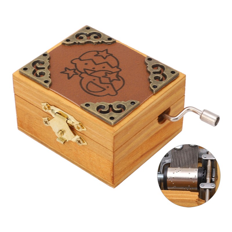 Hand Cranked Music Box Mini Portable Gemini Pattern Retro Style