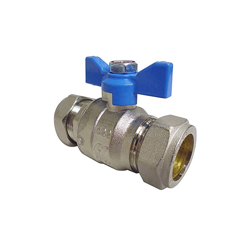 Altecnic Intaball Ball Valve 22mm with Blue Butterfly Handle