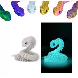 3D Printed Animals Snake Toys, 3D Printed Snake Movable Joint Fidget Toys,3D Printed Fidget Toys for Home Office Decor, 3D Printed Animals Toy Adults Fidget Toys (Fluorescent Blue, M)