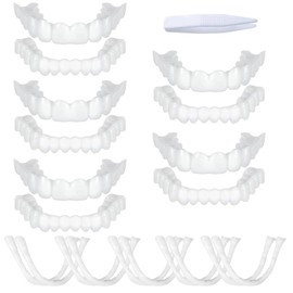 EIHI 5 sets of simulation tooth splint, top and bottom teeth for attaching, no holes veneers teeth for attaching, with teething rubber, suitable for men and women, covering bad teeth