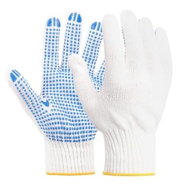 12 pares de guantes de trabajo para hombres y mujeres, mezcla de algodón, guantes de seguridad antideslizantes para construcción, almacén, garaje, pro