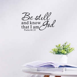 Be Still and Know That I am God Psalm 46:10 Wall Decal Bible Scripture Vinyl Stickers, Removable Religious Art DIY Inspirational Quotes Sticker Mural for Bedroom Living Room Office Home Decoration