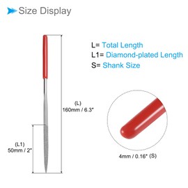 CoCud Diamond Coated Needle File, 150 Grit 4 mm Shaft 160 mm Length, Diamond Triangle Files Sharpening Tool - (Applications: for Metal Glass Stones), Pack of 2