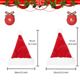 AUXHCYL Christmas Hat, Pack of 2, Plush Santa Hat Adult with Soft Liner, Red Santa Hat, Santa Hat for Men, Women, Children, Perfect for Christmas Parties