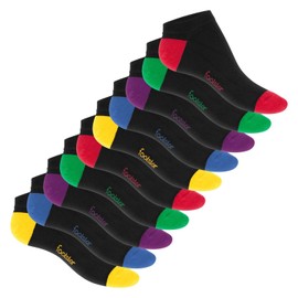 Footstar Men's and Women's Trainer Socks (10 Pairs) with Contrasting Heel and Toe, black, 43 - 46