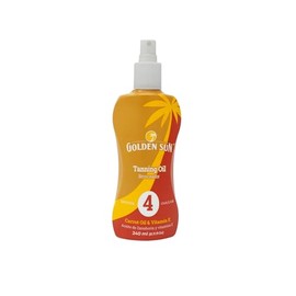 Golden Sun - Bronceador en Aceite de Zanahoria 4 FPS 240 ml Fórmula con Aceite de Zanahoria y Vitamina E. Potenciador de bronceado y protección contra la deshidratación y el sol