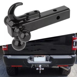 KEEPDSGN 2" Trailer Hitch Tri Ball Mount Hook Class 3/4 Receiver Tow For Ram 1500 2500