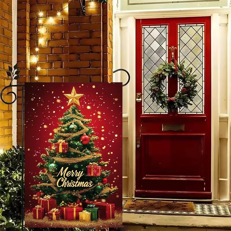 Merry Christmas Trees Garden Flags for Outside 12x18 Inch Double