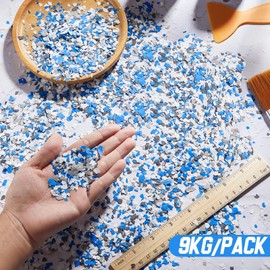 Fabbay 9 Kg/ 20 lb Decorative Color Chips Garage Floor Epoxy Kit Blend Paint Flakes Concrete Floor Coatings for Garage Paint Interior Exterior Walls(Black White Gray Blue)