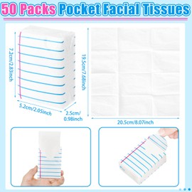 Ctosree 50 Pack Pocket Tissues Travel Packs Bulk 500 Sheet Small Tissues Pocket Packs 3 Ply Mini Travel Size Individual (Classic)