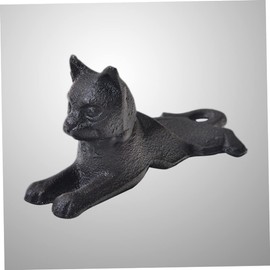 STOBOK Cast Iron Cat Shape Door Stopper Heavy Duty Wedge Design Portable Doorstops for Home Office School Black with Decorative Holders Anti-Slip Base