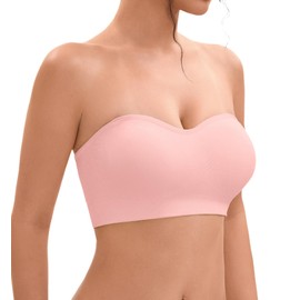 YHGV Strapless Bras for Women-Push-Up Non-Slip Bandeau Bra,Seamless Wirefree Padded Tube Top Convertible Straps Bralette Rose Tan