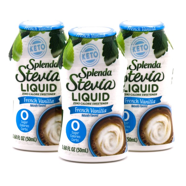 SPLENDA STEVIA LIQUID, French Vanilla Zero Calorie Sweetener Drops, 1.68 Ounce Bottle (Pack of 3)