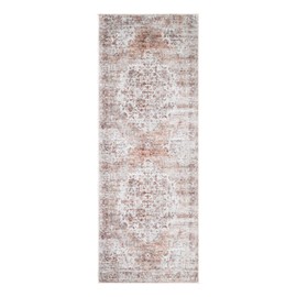 Bloom Rugs Washable Non-Slip 10 ft Runner - Ivory/Blush Traditional Runner for Entryway, Hallway, Bathroom, and Kitchen - Exact Size: 2.5' x 10'