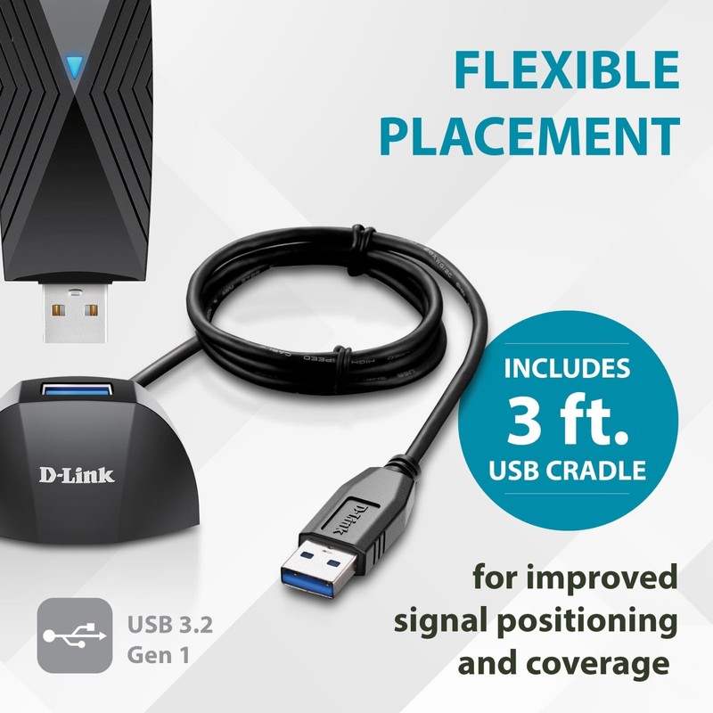 D-Link USB WiFi 6 Adapter AX1800 USB 3.0 Dual Band