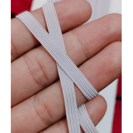 Noshad® 6mm - 1/4" 20m White Quarter inch 8 Cord Flat Elastic Band for Sewing DIY Mask, Arts and Crafts, Dressmaking, Haberdashery and Clothing Material (20 Meter / 22 Yard)