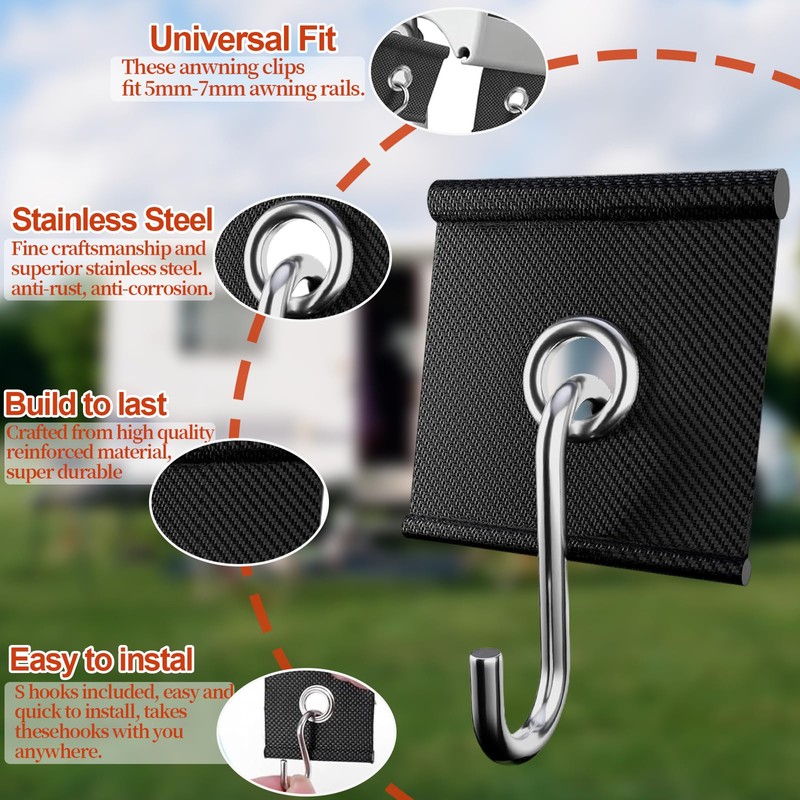 SI SEN Piping Eyelet, RV Awning Hook, Hook Piping Rail