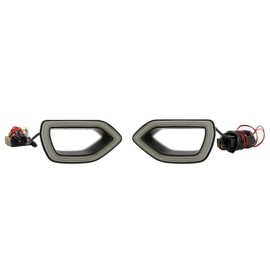 HECASA Grille Lights LED Compatible with 2015-2019 Dodge Charger SRT/Scat Pack Daytona SXT & R/T Front Bumper White & Yellow Lights for DRL Smoked Left & Right Side