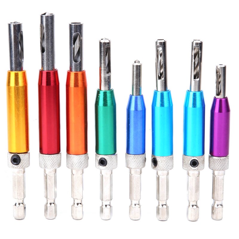 8pcs Door Window Hinge Hole Puncher Drill Bit with Center