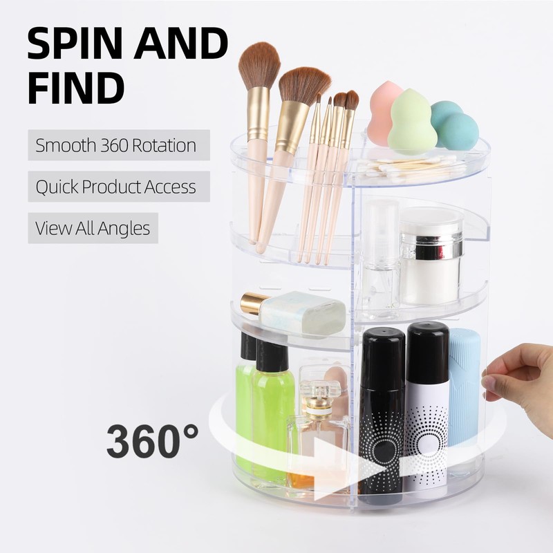 Tbestmax 2 Pack 360 Rotating Makeup Organizer Countertop - Adjustable