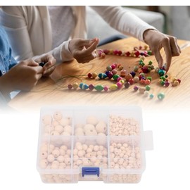 Cuentas de Madera, Cuentas de macramé ampliamente utilizadas, Varios tamaños con Hilo de Caja de Almacenamiento para Collares para Coronas de Granja para Pulseras pintadas a Mano